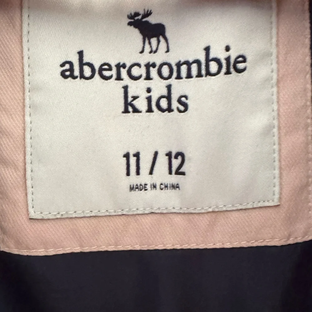 Abercrombie Kids Snap Front‎ Letterman Varsity Jacket Navy Blue Pink sz 11/12